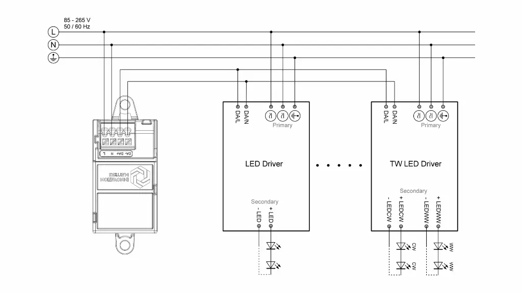 Matter to DALI Bridge wiring diagram