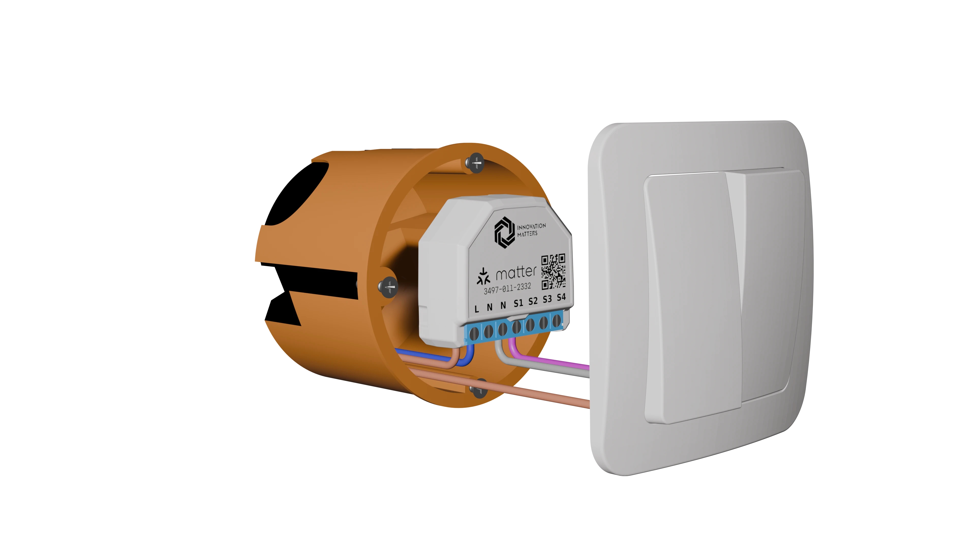 Matter Pushbutton Module exploded view showing internal components